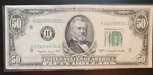 Series 1950-C 50 Dollar Bill Federal Reserve Note Circulated - Picture 1 of 3