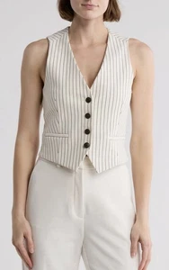 Rag & Bone Women's Priya Ponte Ivory Stripe Vest Sz 4 NWT $278 - Picture 1 of 3