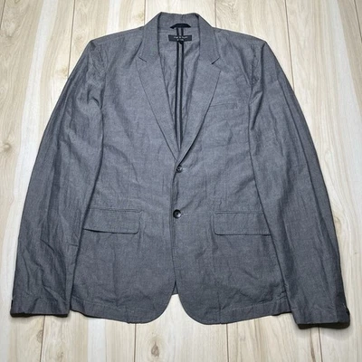 Rag & Bone Unstructured Linen Cotton Weave Blazer Mens Size 46 Gray Sport Coat - Image 1 of 4