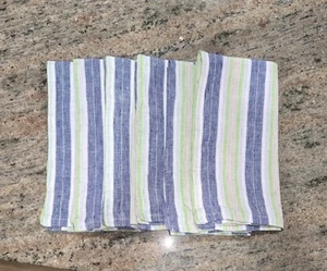 Deborah Rhodes Linen Napkins Garden Stripe Navy, Set of 6, Excellent - Picture 1 of 5