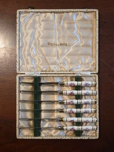 Royal Crown Derby Obstmesser Service & Etui englische Keramikgriffe - Bild 1 von 13