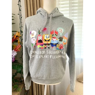 Nuevo con etiquetas Uniqlo Bob Esponja Pantalones Cuadrados Cactus Planta Mercado de Pulgas Sudadera con Capucha Unisex XS Foto 1 de 4