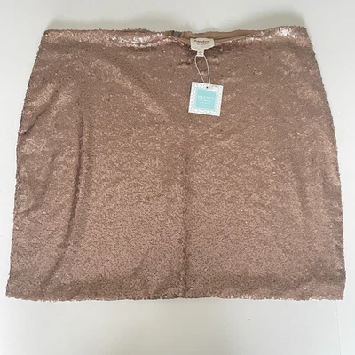 Hayden Los Angeles Sequin Short Skirt Mini Plus Size 1XL Rose Gold Lined NEW - Image 1 of 4