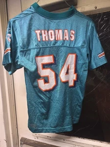 Camiseta deportiva vintage REEBOK Miami Dolphins #54 Zach Thomas juvenil mediana 10-12 usada en excelente estado - Imagen 1 de 13