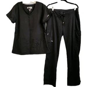 Set top e pantaloni scrub Grey's Anatomy gamba dritta cargo taglia M top taglia S pantaloni - Foto 1 di 13