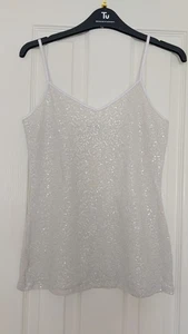 White Sequinned Tank Top Size S - Picture 1 of 5