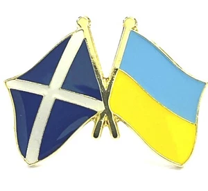 Scotland and Ukraine Friendship Flags Metal Pin Badge - Picture 1 of 3