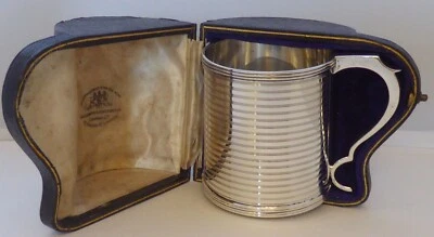 1919 Hallmarked Silver Christening Mug 1/2 Pint Tankard Goldsmiths 143g — 第 1/4 张图片