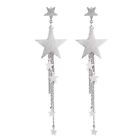 Fashion Ear Stud Long Tassel Dangle Pentagram Star Jewelry Women Earrings