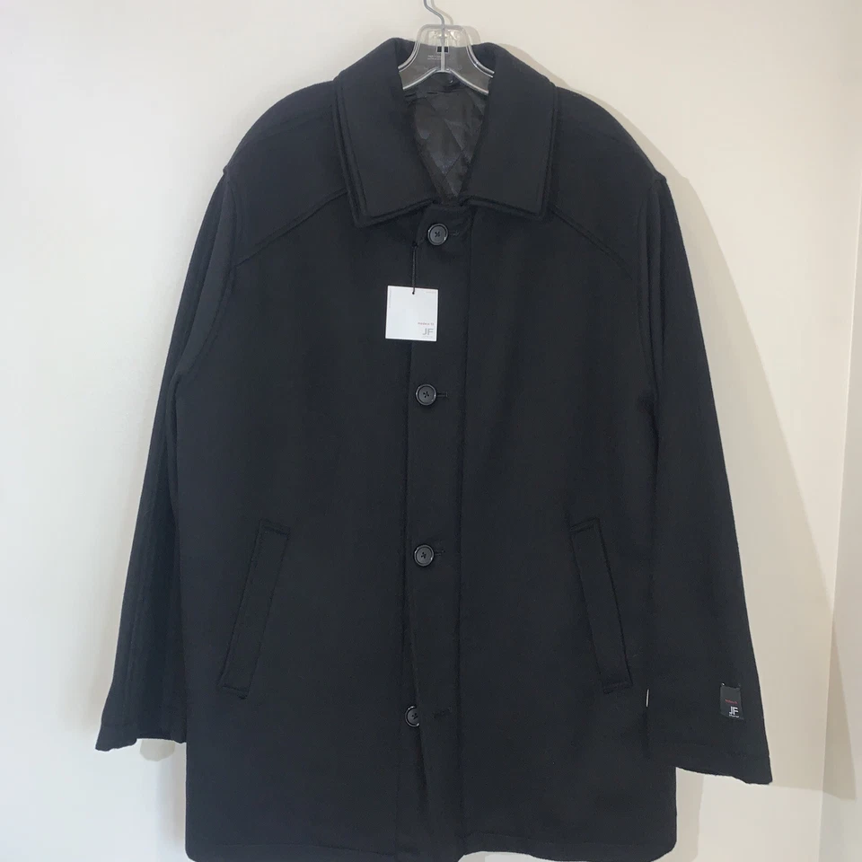 Abrigo J Ferrar Hombre Talla Grande Negro Mezcla Lana Interior Acolchado Foto 1 de 4