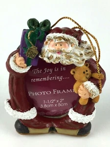 Mini Santa Picture Frame Ornament 2 3/4" Tall Personalize With Photo or Drawing - Picture 1 of 12