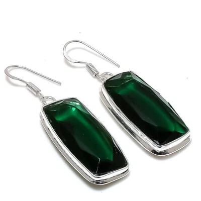 Gorgeous Diopside Gemstone 925 Sterling Silver Handmade Earring S-42 - Image 1 of 4