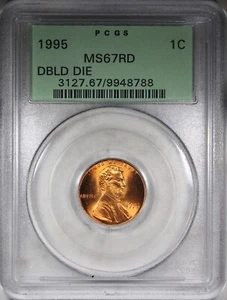 1995 Double Die Obverse Lincoln Cent PCGS MS67RD OGH Old Green Holder - Picture 1 of 2