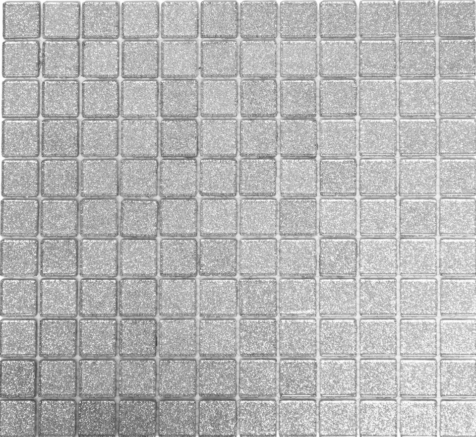 Mosaico Tessere vetro traslucido cristallo argento martellato 60-0207 | 1 foglio