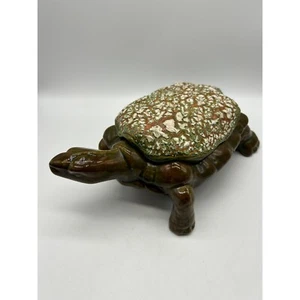 Arnels Ceramic Pottery Turtle Covered Dish Textured Shell 4" x 9" x 5" - Picture 1 of 9
