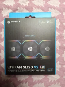 Lian Li UNI Fan SL120 v2 120mm RGB Fan / BLACK / can daisy chain - Picture 1 of 4