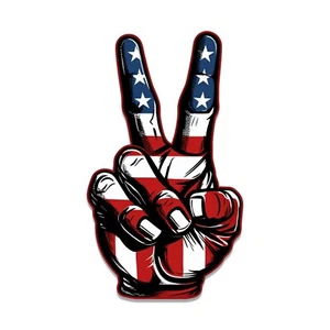 USA 2 Finger Peace Hand Sign Vinyl Sticker - Picture 1 of 3
