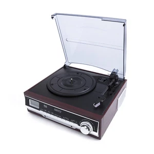 Tocadiscos con radio, Bluetooth, MP3, USB, SD y entrada AUX de grabación - Imagen 1 de 7