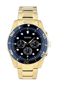 Bulovar Men's Chronometer Gold Tone Blue Dial Watch w/ Gold Tone Bracelet - Picture 1 of 5