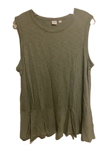 Gap Women’s Sleeveless Flounce Rayon Bld Green Blouse Pullover Size Large NWOT - Picture 1 of 6