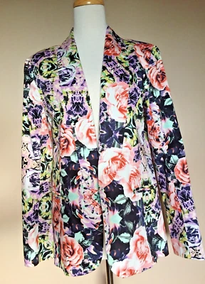Chaqueta Blazer Mujer Bar III 3 Multicolor Floral Rosas Talla S Pequeña Forrada  Foto 1 de 4