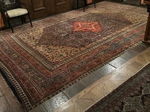 Auth: 19 Century Antique  Kurdish Bijjar. Organic 10x18 early Garrus wool Base - Picture 1 of 16