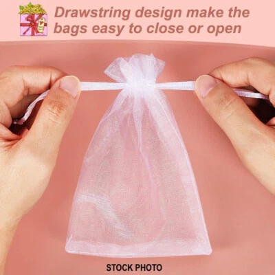 Lote de 2: bolsas de organza multiusos con cordón de malla blanca de 4x6 pulgadas Foto 1 de 4