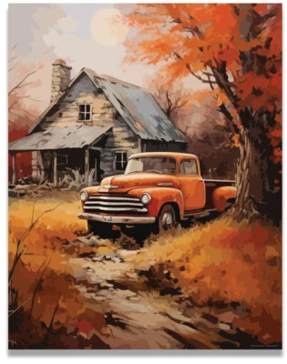 INSPIRATIONAL WALL ART CO. Truck Wall Art Prints Old Rustic 1950s Chevy Ford Pickup 11x14 Inches Unframed
