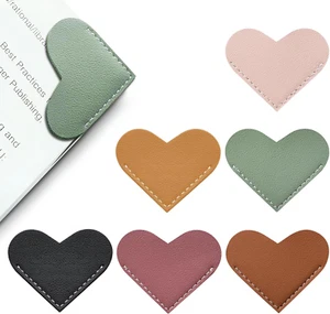 Leather Heart Bookmarks 6 Pieces Cute Corner Page Book Marks for Reading Lovers - Picture 1 of 12