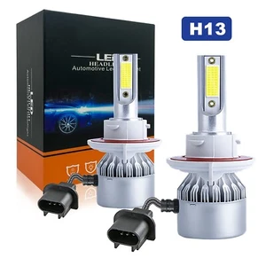 2× H13 9008 LED Headlight High Low Beam Light Bulbs Plug & Play 6000K White - Picture 1 of 15