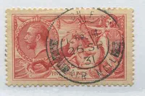 GB KGV 1918 5/ Bradbury Seahorse used with 1931 Airmail CDS - Picture 1 of 1