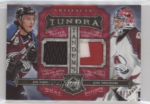 2006 Artifacts Tundra Tandems Red /25 Joe Sakic Jose Theodore #TT-ST Patch HOF