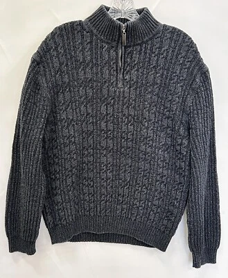 Authentic TASSO ELBA 1/4 Zip Pullover Men’s Sweater Luxurious Cotton XL Dk Grey - Image 1 of 4