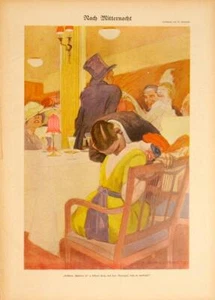 SIMPLICISSIMUS 1913 BY DUDOVICH FASHIONABLE BAR ON LINEN ORIGINAL - Picture 1 of 1