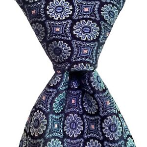 DANIEL CREMIEUX Signature Collection Silk Necktie Designer Geometric Blue EUC