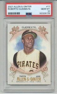 2021 Topps Allen & Ginter #11 Roberto Clemente Pittsburgh Pirates PSA 10 POP 9 - Bild 1 von 2