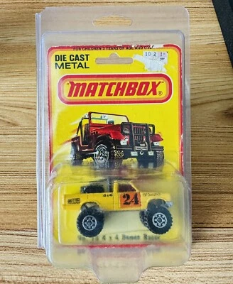 1983 Matchbox MB13 4x4 Dunes Racer "RARE" Yellow #24 Good Year NEW in BP - Image 1 of 4
