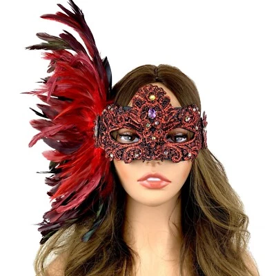Women Costume Masquerade Party Masks With Feather For Wedding Ball Mask - Image 1 of 3