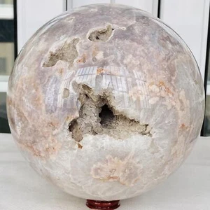 Natural Cherry Blossom Agate Sphere Quartz Crystal Ball Healing Gem 9280G - Picture 1 of 12