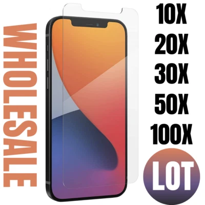 Wholesale Bulk Lot Tempered Glass Screen Protector For iPhone 11 12 Pro Max XR X - Image 1 of 4