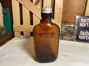 Bottiglia di liquore in vetro marrone mezza pinta vintage - Foto 1 di 7