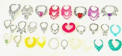 DOLL FASHION LOT OF 10 SILVER & PLASTIC MATTEL NECKLACES -10 RANDOM PCS X LOT - Изображение 1 из 4