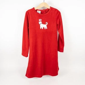 NEW Vintage Sweet Potatoes 90s Velour Cat Applique Dress Made in USA Red Sz 6X - Picture 1 of 10