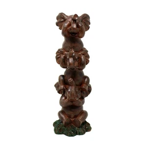 See Hear Speak No Evil Elephants Totem Statue 9" Tall Jungle Safari Wildlife ... - Picture 1 of 7