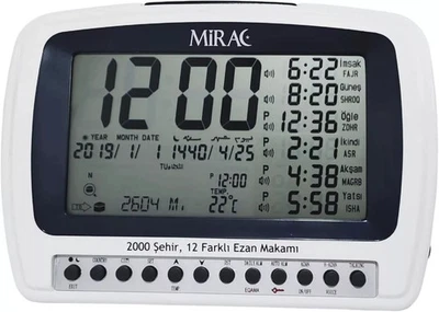 MIRAC AZAN Tischuhr - Automatische Gebetsuhr - 2000 Städte - 7 Azan Akzente  - Bild 1 von 4