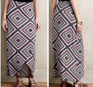 Anthropologie Maeve Maina Geometric Faux Wrap Maxi Skirt Multicolor Size S - Picture 1 of 7