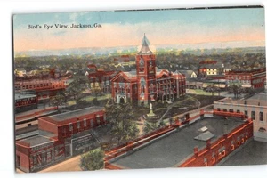 Postcard Bird’s Eye View Jackson GA Courthouse Scene Stores Early 1900s Tichnor - Picture 1 of 2