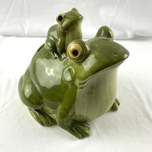 OTAGIRI Vintage 1980 Frog Mother & Baby Piggy Bank 5” x 5” - Picture 1 of 9