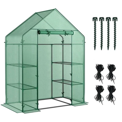 New Portable Mini 8 Shelves Walk In Greenhouse Outdoor 4 Tier Green House - Image 1 of 4