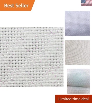 Cotton Aida Cloth Cross Stitch Fabric White Opal 14 CT Precut 59x1 Yard - Image 1 of 4